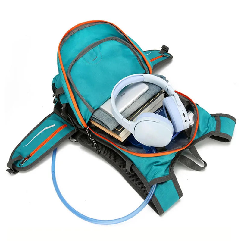 pen hiking hydration backpack showing interior space and hydration system storage.