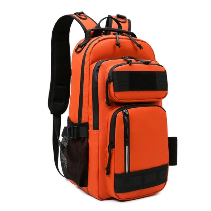 Fishing Bag Waterproof Backpack with side pockets in orange
