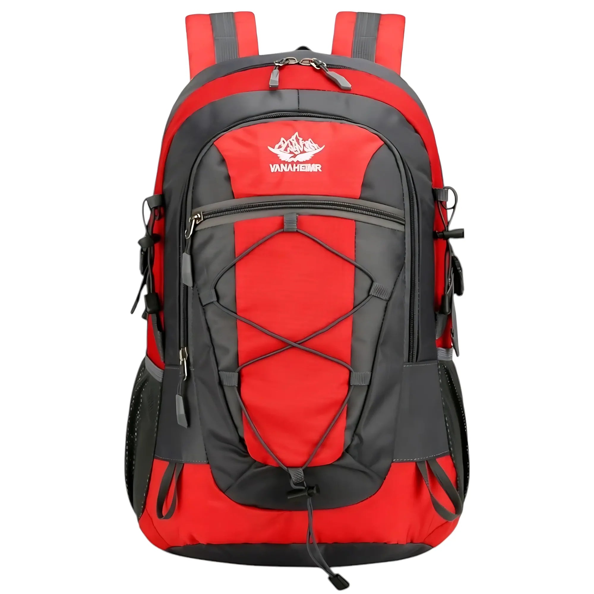 red waterproof daypack hiking backpack front view