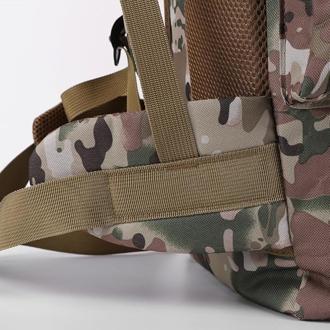 Padded ergonomic shoulder straps on 80L backpack